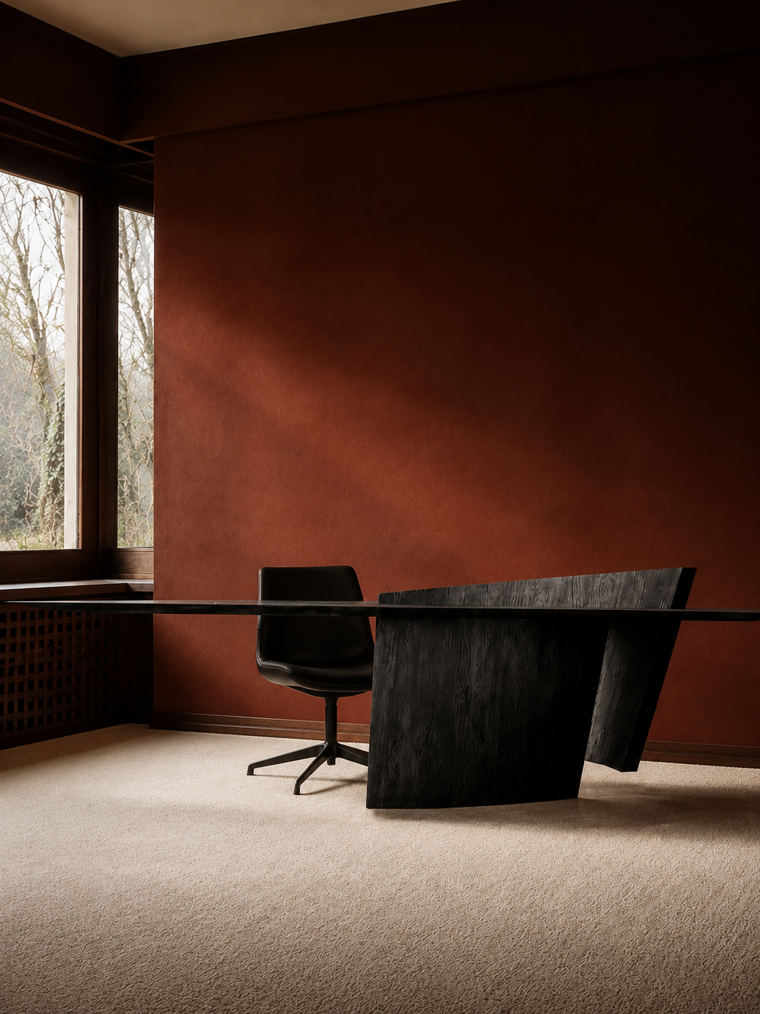 Collection BUREAU KONTRAST — bureau sculptural dans un living