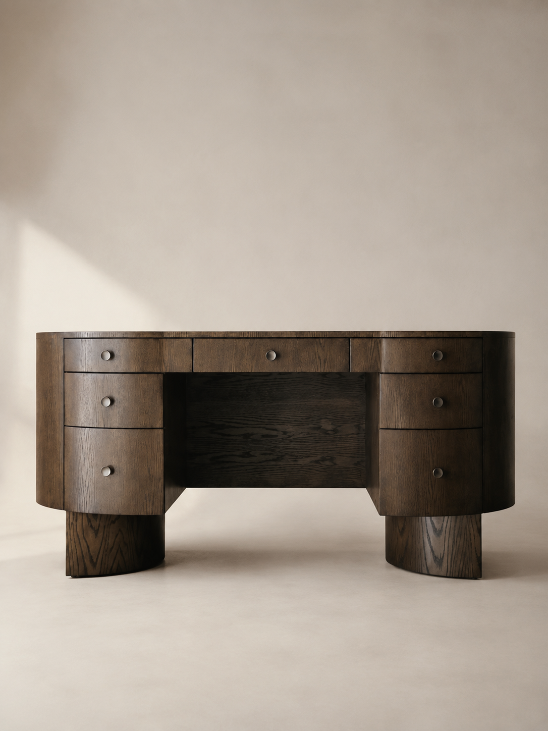 Bureau Coulisse en chêne — vue de face