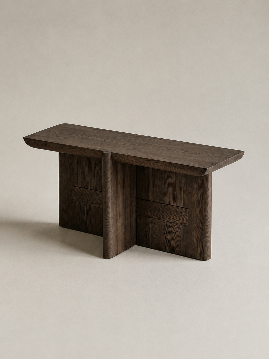 Console Croisée en noyer noir huilé — vue de face