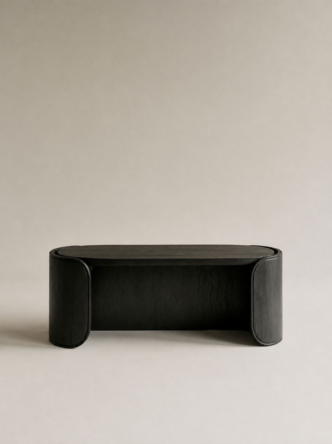 Bureau Ruban en chêne teinté noir — vue de face