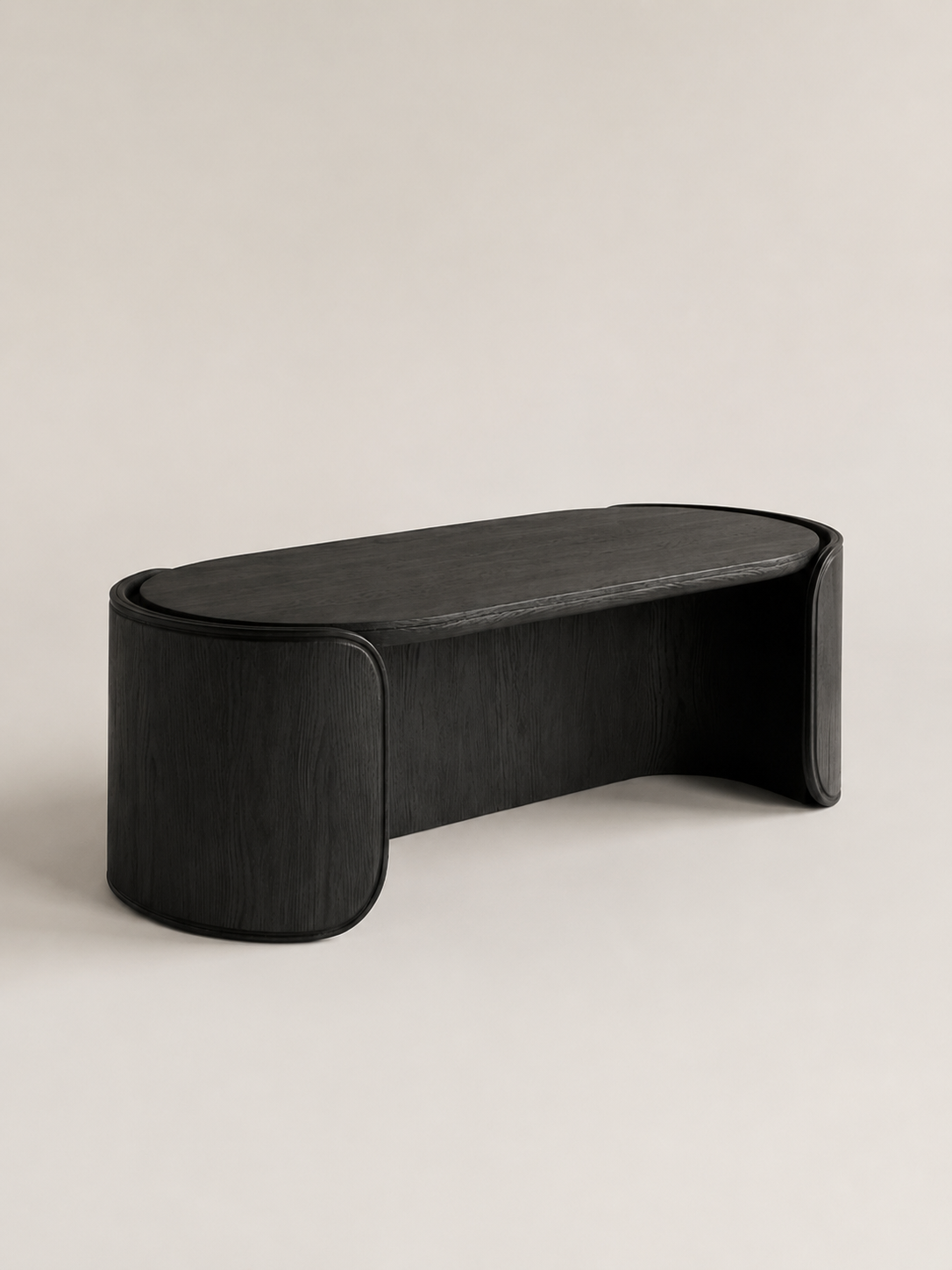 Bureau Ruban en chêne teinté noir — vue de face