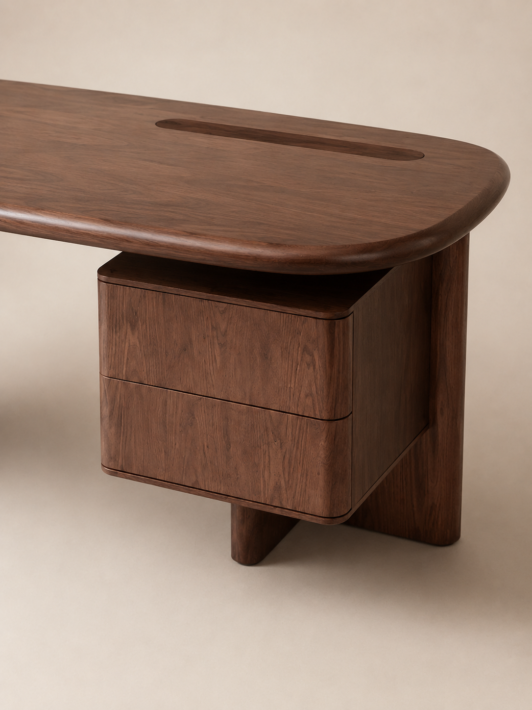Bureau Trait en frêne fumé — vue de face